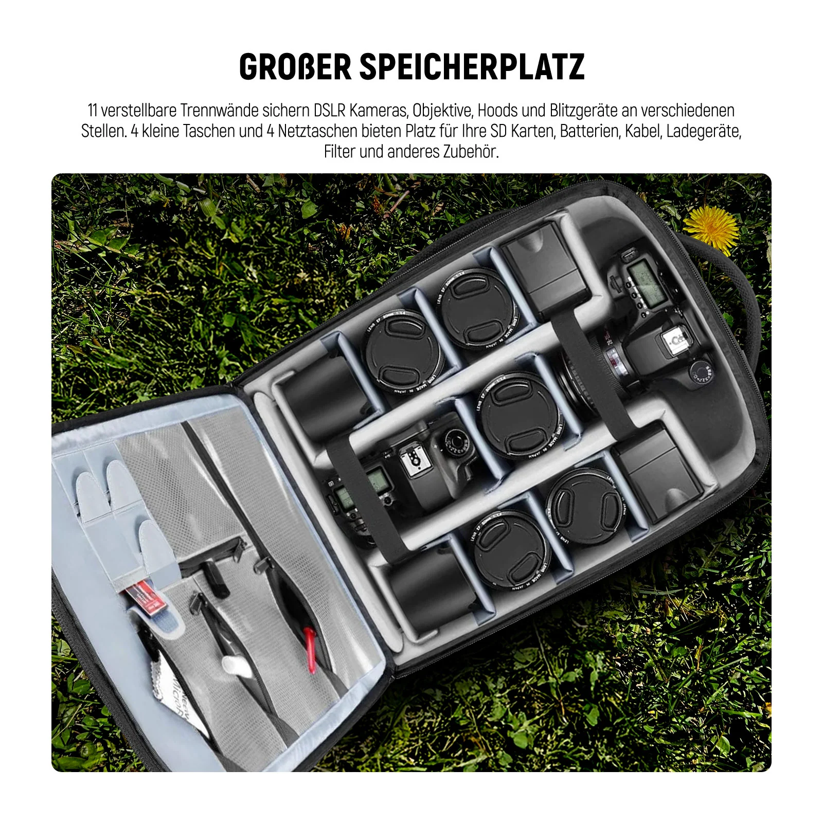 NEEWER NW3300 55×35×26 cm 2-in-1 Kamera Trolley Reise Rucksack – Bild 3