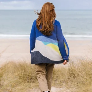 Scenic Langer Strickcardigan - Szenisches Azurblau