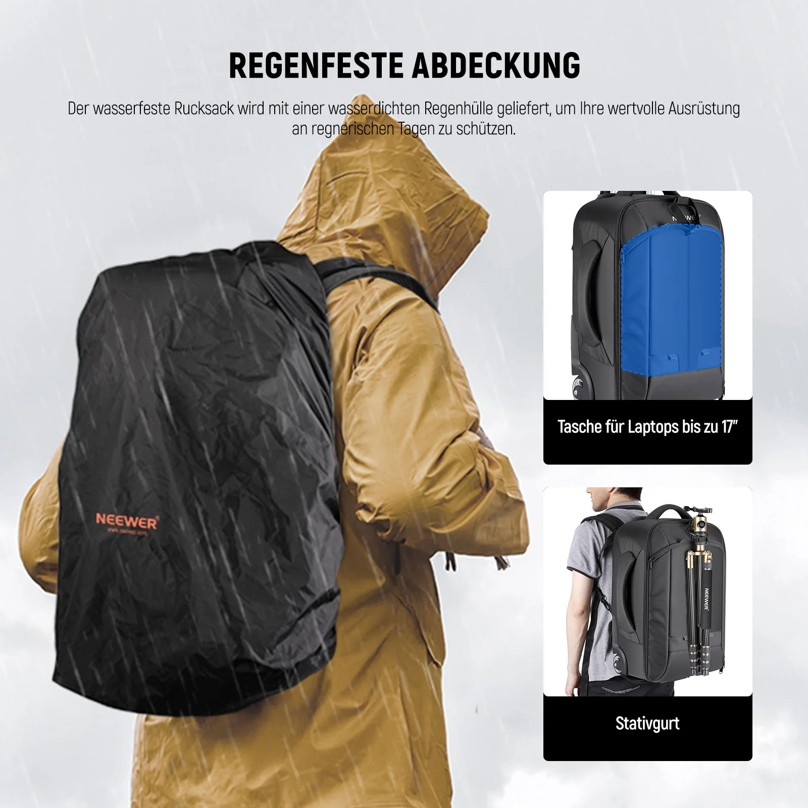 NEEWER NW3300 55×35×26 cm 2-in-1 Kamera Trolley Reise Rucksack – Bild 7