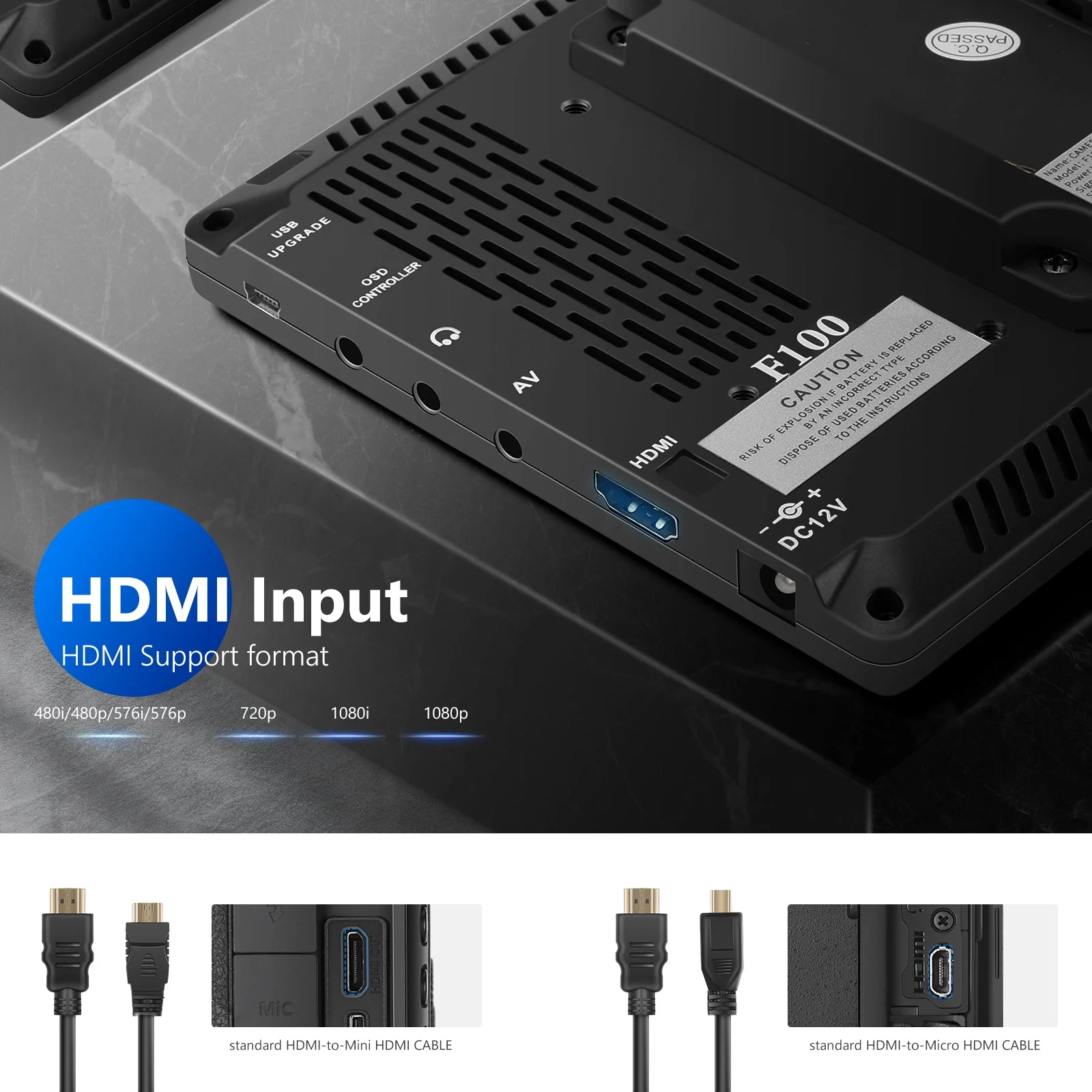 NEEWER F100 Feldmonitor 7-Zoll 1280x800 IPS Bildschirm Set – Bild 6