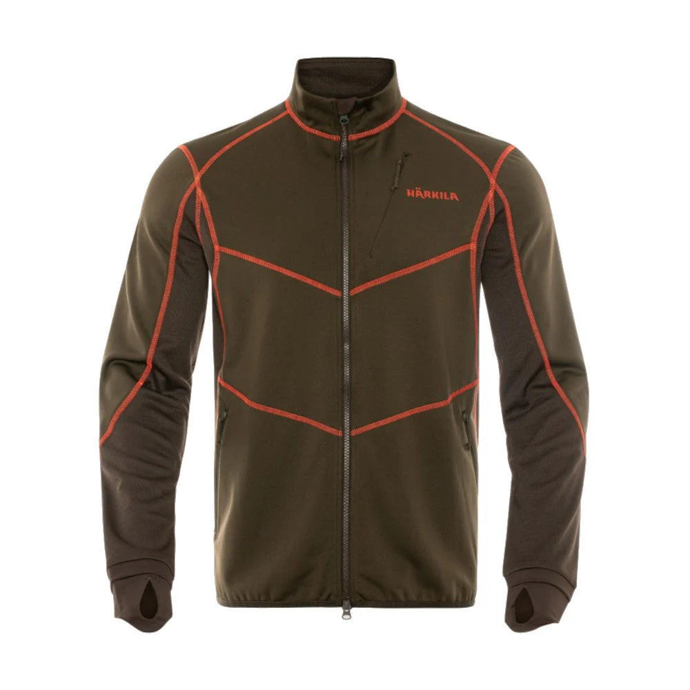Härkila - Skandinavische Fleece-Herrenjacke // Grün / Orange – Bild 2