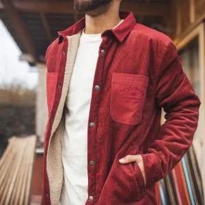 Kodiak Sherpa gefüttertes Cord Overshirt - Rotbraun