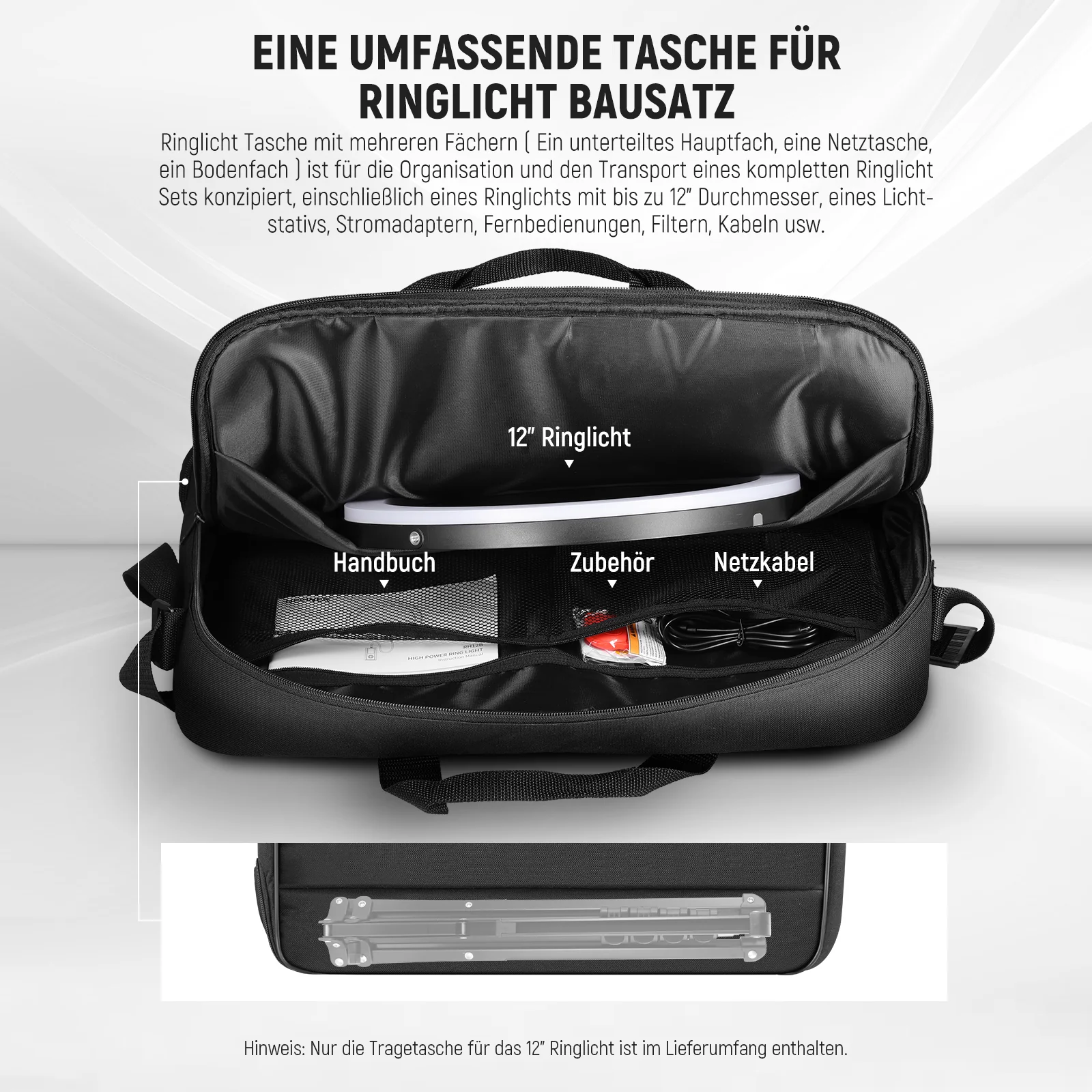 NEEWER RU-011 12" Ringlicht Aufbewahrungstasche für RH12B RH12C RH10B RH8B – Bild 4