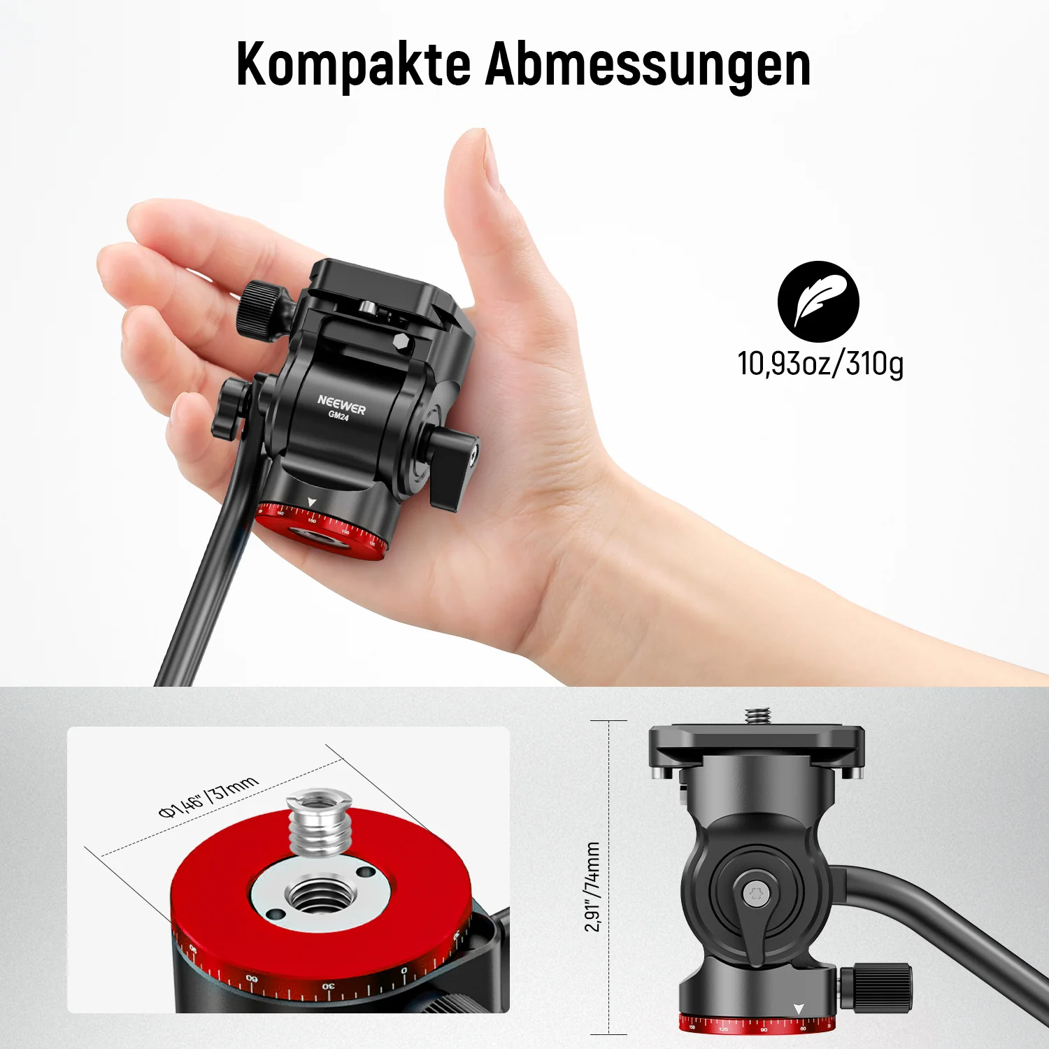 NEEWER GM24 Stativ Fluid-kopf – Bild 5