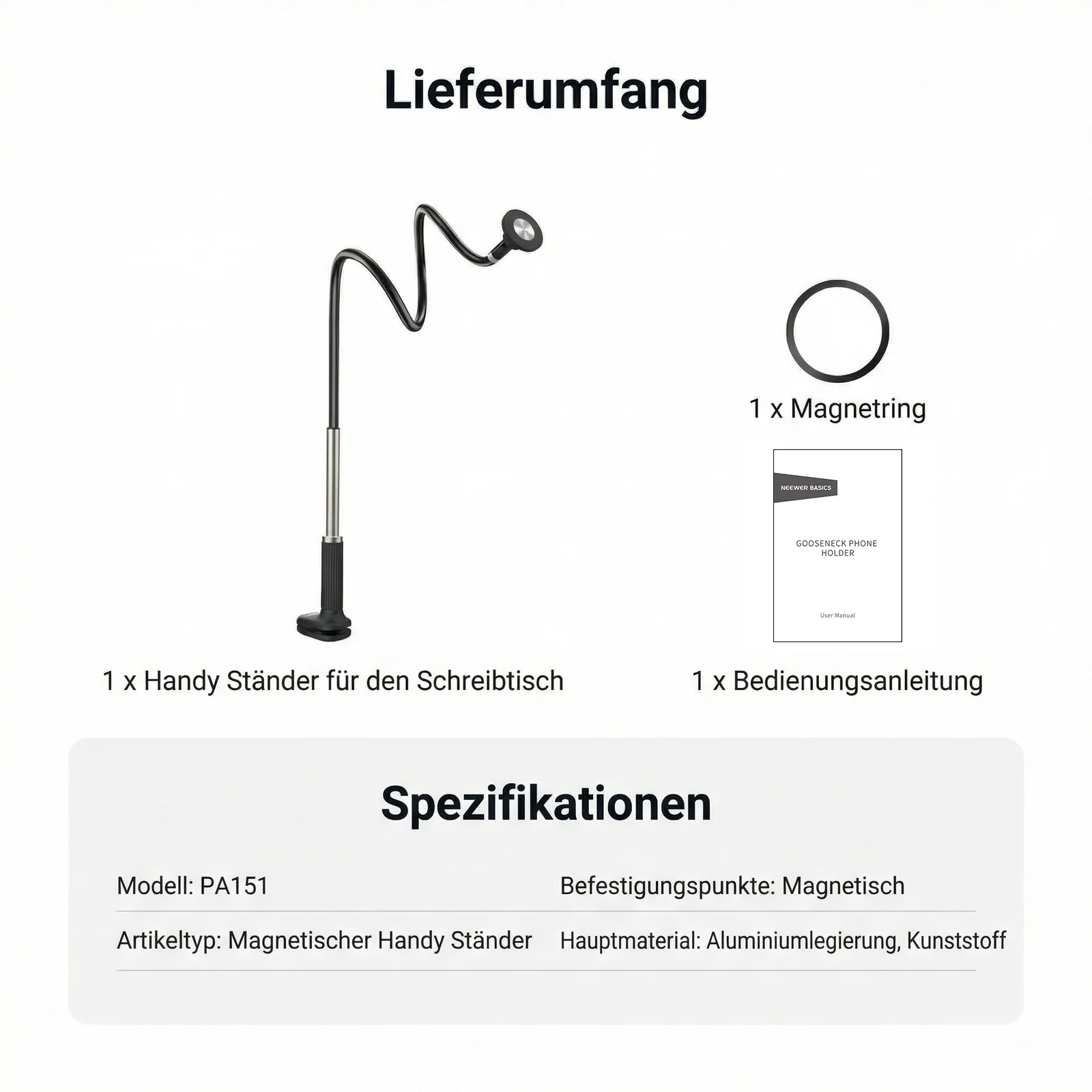 NEEWER BASICS PA151 magnetischer Handyhalterung – Bild 8