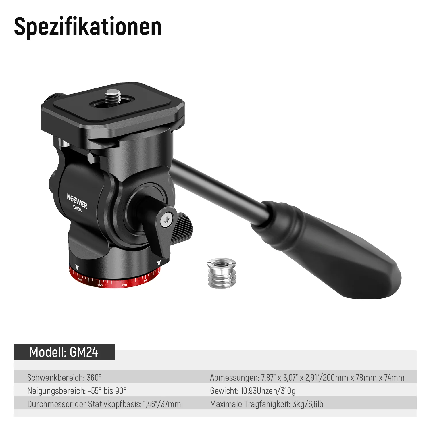 NEEWER GM24 Stativ Fluid-kopf – Bild 9