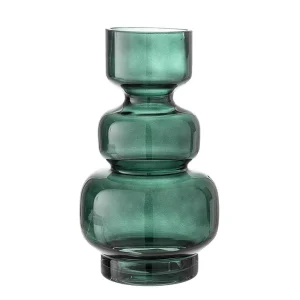 Bloomingville Johnson Vase Grün Glas 14,5 x 25 cm Blumenvase Dekovase Dänisches Design