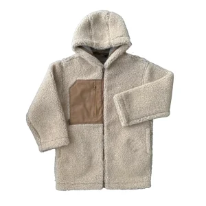 Jacke "PATA" Sand Brown Ultra Light - Halblange Wolljacke mit Kapuze