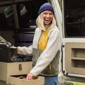 Home Sherpa Fleece mit 1/2 Reißverschluss - Vintage White/Dusty Olive