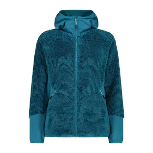 CMP Damen HighLoft Fleece Woman Jacket Fix Hood 34P2296 teal Fleecejacke