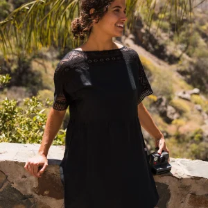 Sono Leinen Strandkleid - Schwarz