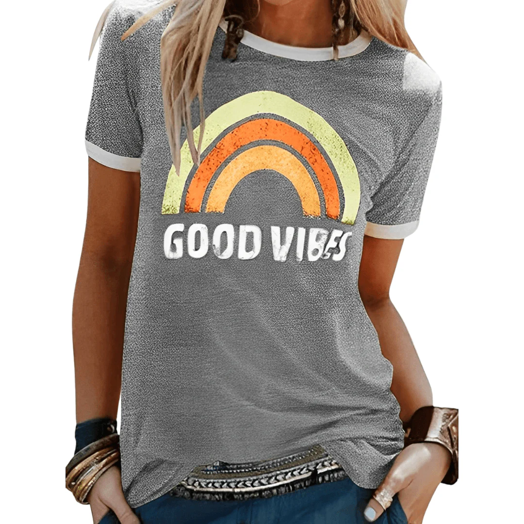 Good Vibes Shirt: Regenbogen-Design & Positive Botschaft – Bild 6