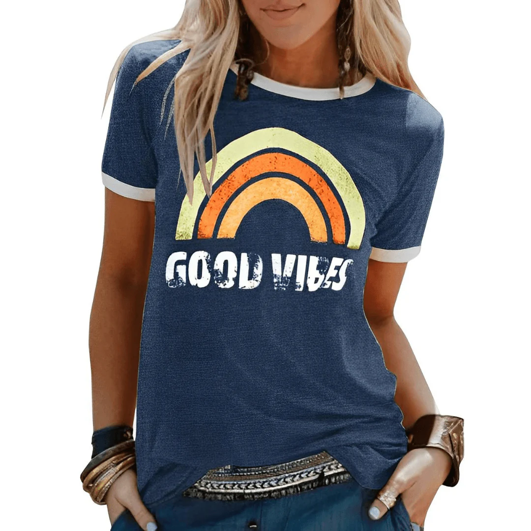 Good Vibes Shirt: Regenbogen-Design & Positive Botschaft – Bild 9