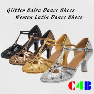 Damenschuhe Latein Tanzschuhe 7cm Absatz Glitzer