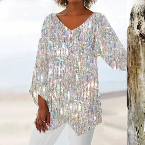 Vintage-Top mit V-Ausschnitt und eleganter Passform