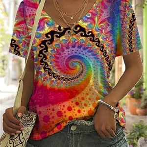 Damen Buntes Baumwollhemd