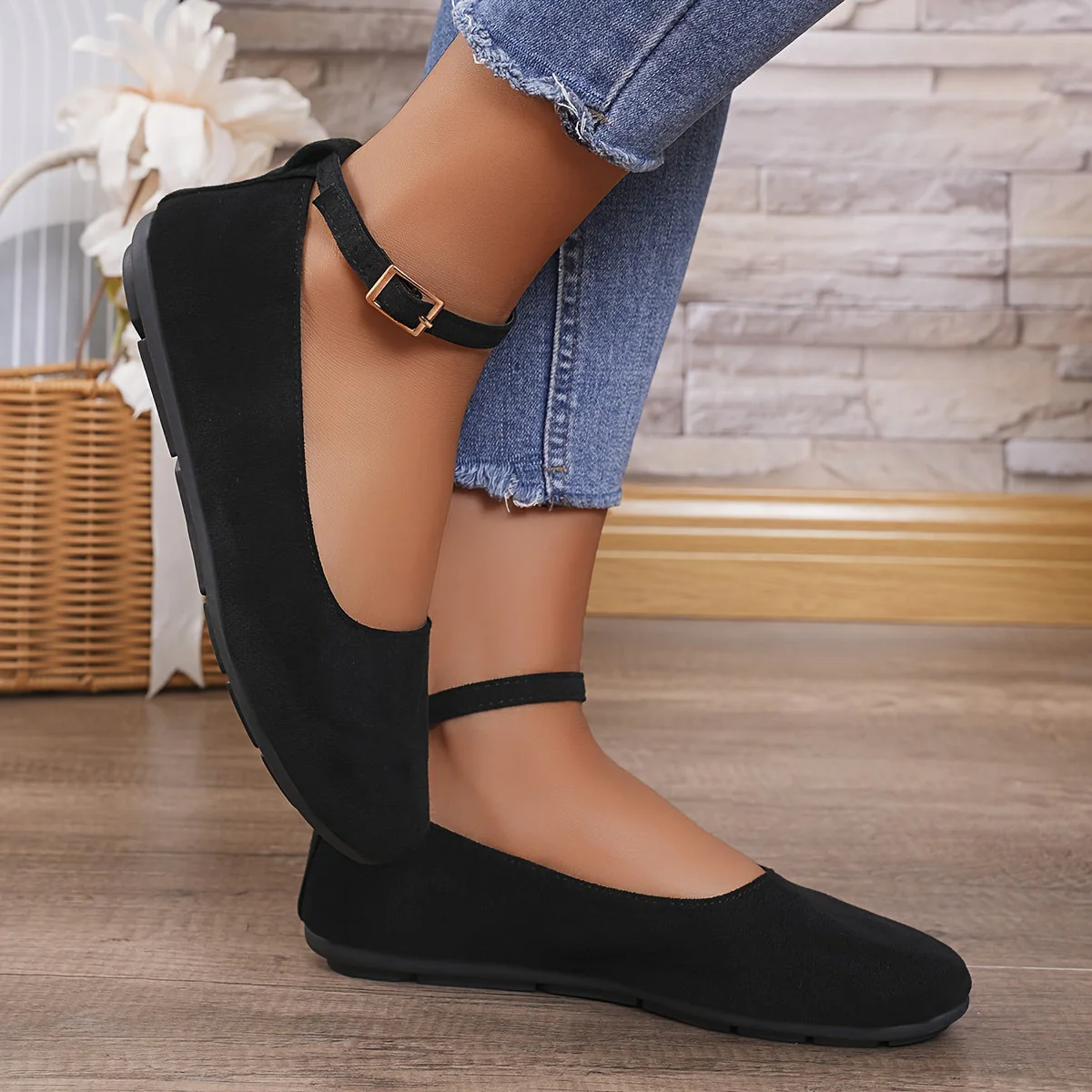 Klassische Ballerinas mit Riemchen - Einfarbig – Bild 4