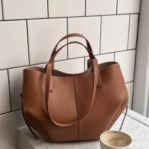 WW - Vintage Tote Bag Damen: Geräumig, Umhängetasche, Leder
