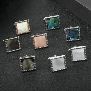 Herren Manschettenknöpfe mit Abalone Muschel – Rechteckiges Design | Eleganter Schmuck für Hochzeit, Party & Geschenk für Vater oder Ehemann