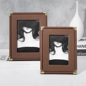 Minimalistischer Leder Bilderrahmen – Stilvoller Desktop Fotorahmen für Moderne Wohn Dekoration