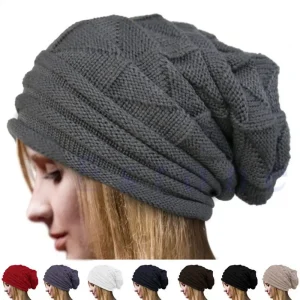 Gestrickte Oversize Baggy Beanie – Warme Wintermütze | Slouchy Wollmütze für Damen & Herren | Ski Skull Cap
