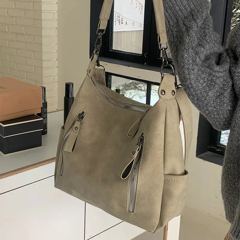 Damen Crossbody Tasche Luxus Designer – Schräge Umhängetasche & Schultertasche | Große Retro Hobo Tasche aus Mattem PU Leder – Bild 8