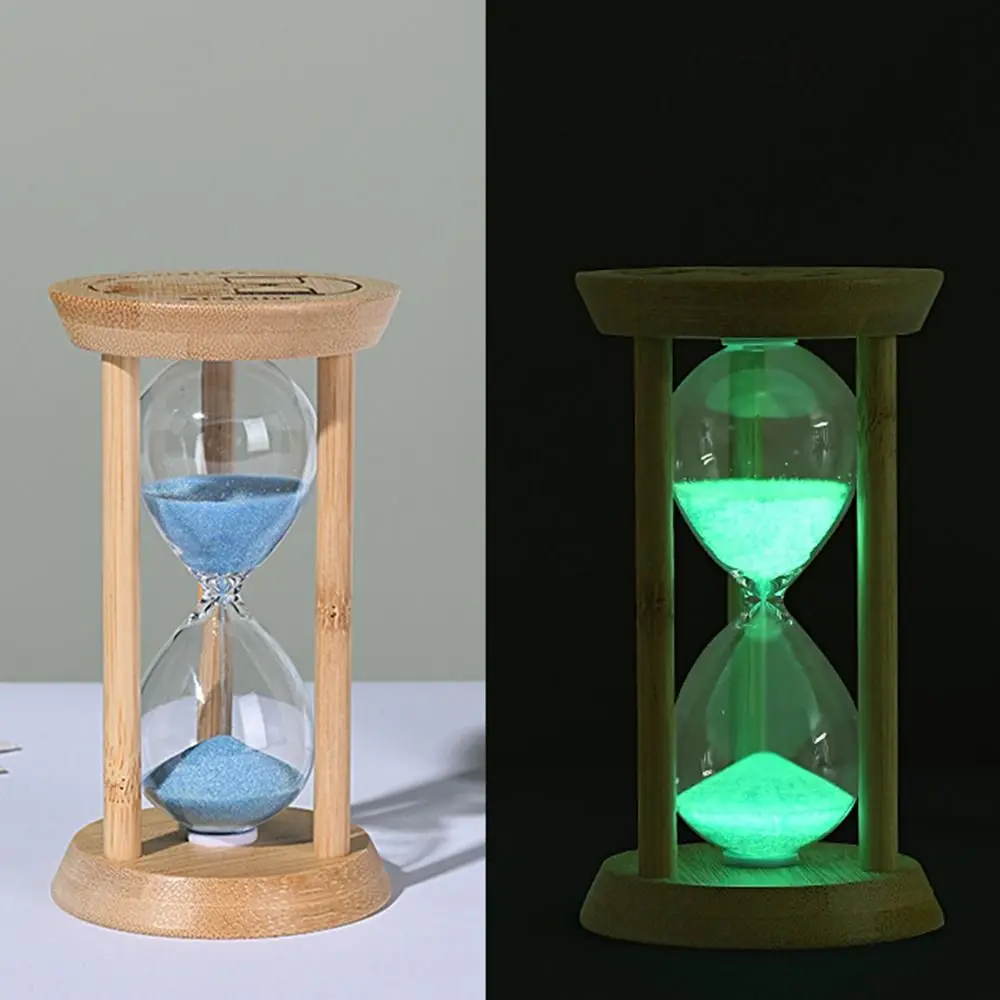 Bambus Leuchtende Sanduhr – Kreativer Fluoreszierender Glas Timer mit Naturrahmen – Bild 5