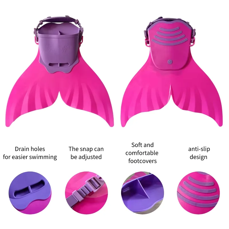 Kinder Meerjungfrau Monoflosse | Pinke Trainingsflosse | Membranflossen für Pool, Tauchen & Strandspaß – Bild 4