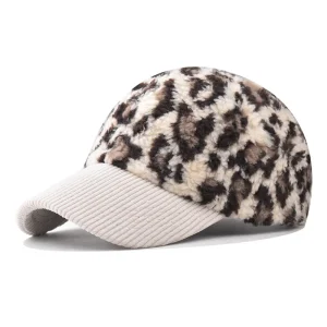 Damen Leopard Print Baseballkappe | Modischer Gebogener Schirm Baseballcap | Verstellbarer Riemen für Sonnenschutz