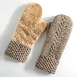 Strickhandschuhe Winter – Doppel-Layer Samt Gefüttert | Warme Verdickte Vollfinger Winterhandschuhe für Damen & Herren
