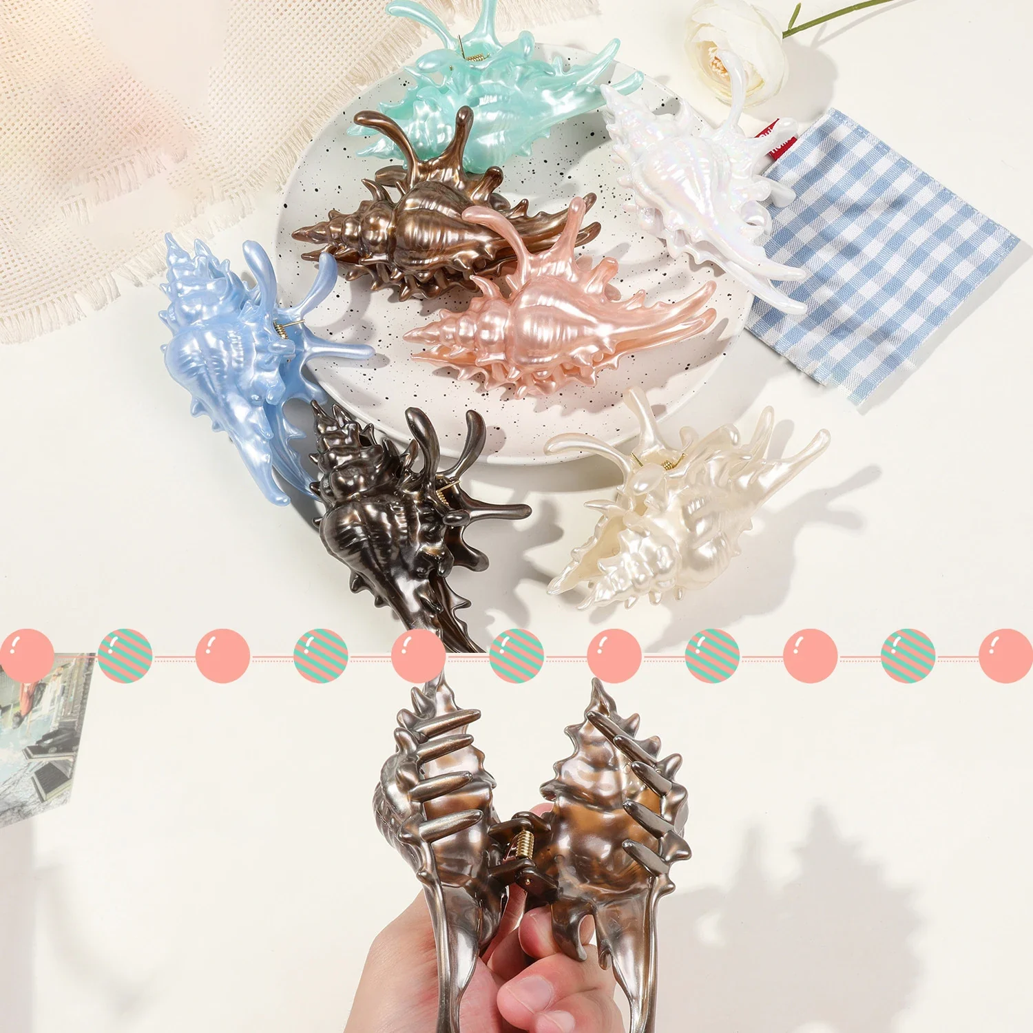 Ozean Muschel-Haarklammer – Haarspange für Damen & Mädchen – Bild 6