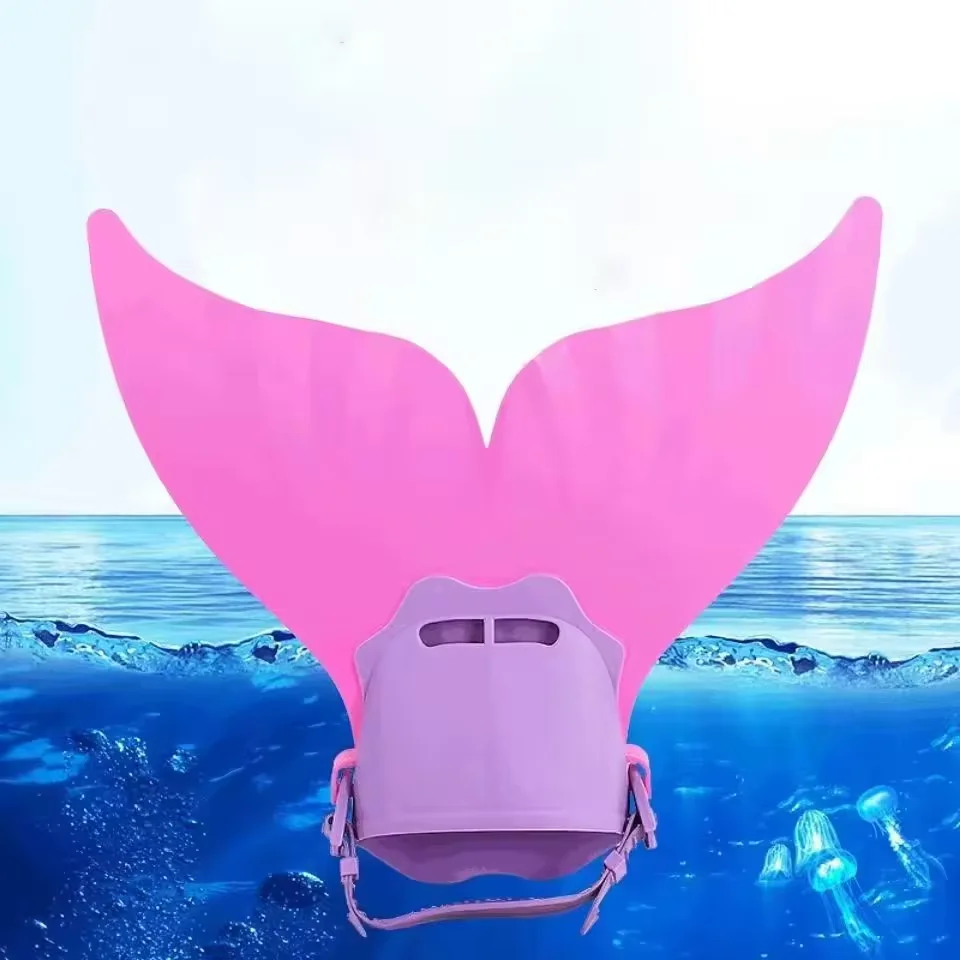 Kinder Meerjungfrau Monoflosse | Pinke Trainingsflosse | Membranflossen für Pool, Tauchen & Strandspaß – Bild 3