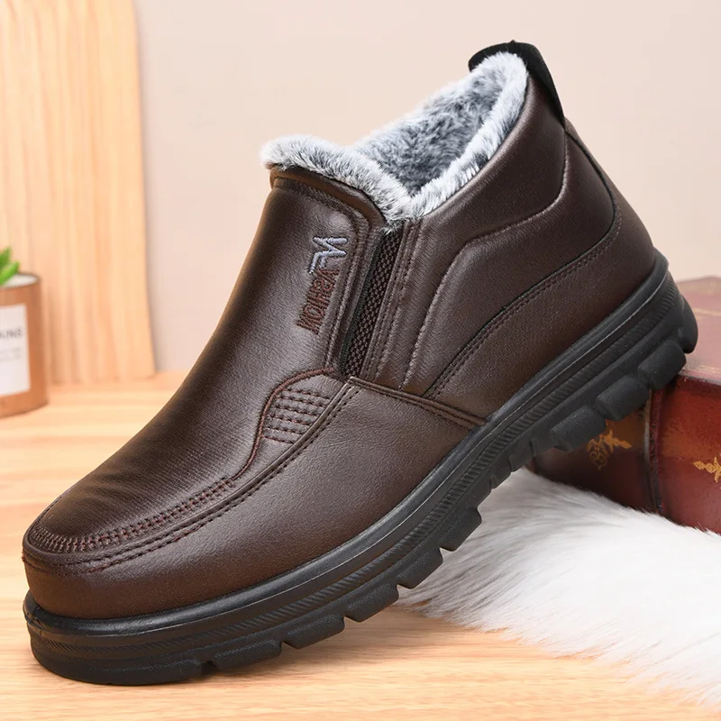 SALE - Herren Winterstiefel aus Leder – Wasserdicht & Rutschfest | Gefütterte Warme Baumwoll-Stiefeletten für Arbeit & Outdoor – Bild 5