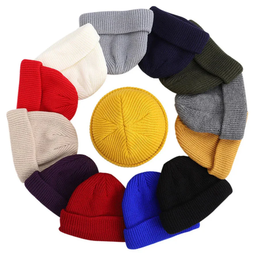 Winter Strickmütze – Kurze Hip Hop Cap | Unisex Elastische Wollmütze für Damen & Herren – Bild 2