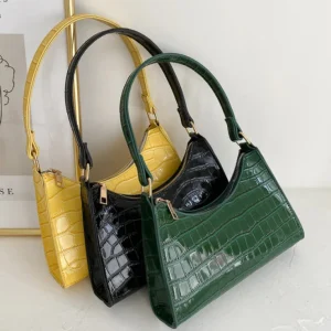 Kleine Retro Leder Shopping Tasche – Modische Einfarbige Ketten Schultertasche | Damen Handtasche Casual