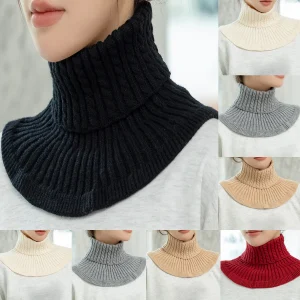 Gestrickter Dicker Nackenschal für Damen – Abnehmbarer Schlichter Rollkragen | Warmer Hals- & Kinnschutz für Herbst & Winter Outdoor