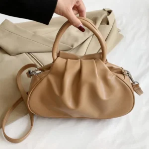 Retro Schultertasche mit Falten-Design – Mehrfarbige Damen Crossbody Handtasche & Elegante Top-Handle Bag