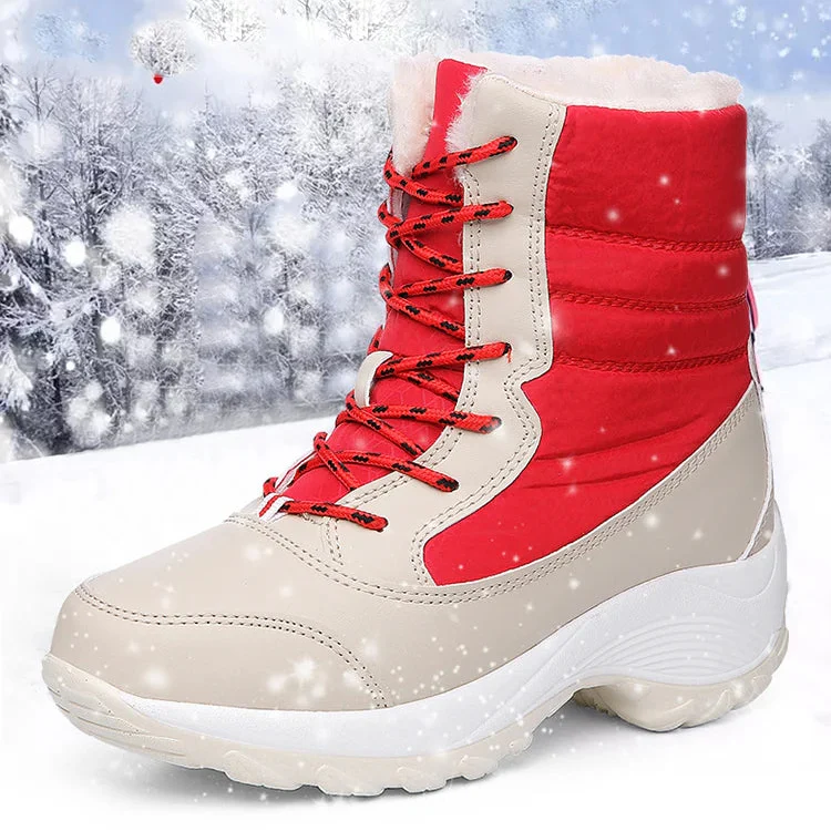 Damen Schneestiefel – Winter Plateau Schuhe | Warme Kunstfell Gefütterte Flache Stiefel für Damen | Bequeme Winter Schuhe – Bild 7