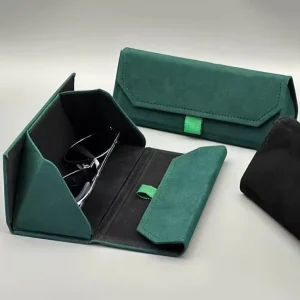 Samt Dreieck Faltbares Brillenetui – Elegantes Hartschalen Etui für Sonnenbrillen und Lesebrillen