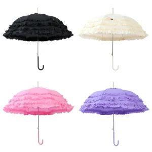Leichter Sommer & Regen Spitzen Schirm – Sommer Lolita Spitzen-Parasol – Femininer Damen Sonnenschirm, Niedlicher Haushalts-Schirm für Sonne & Stil