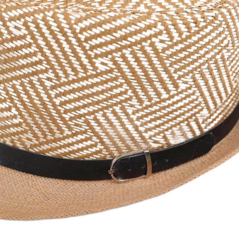Retro Sonnenhut – Britischer Top Hat Stil, Geometrischer Strohhut mit Gürtel, Unisex Strand & Partner Fedoras – Bild 7