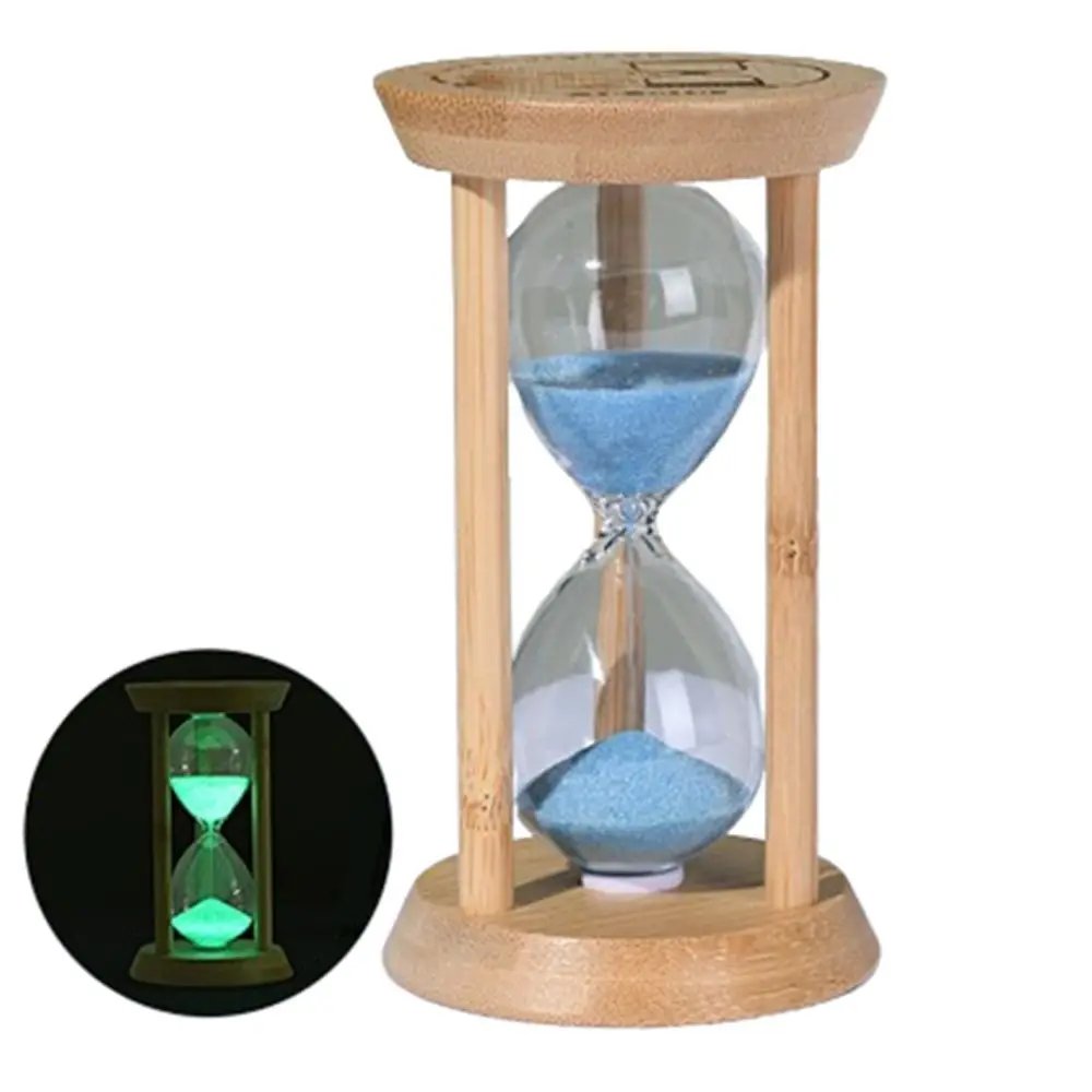 Bambus Leuchtende Sanduhr – Kreativer Fluoreszierender Glas Timer mit Naturrahmen – Bild 2