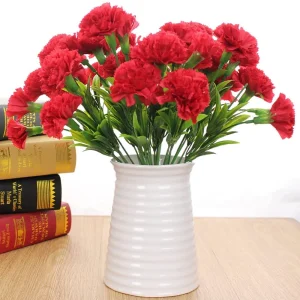 1 Strauß Künstliche Nelken – Realistischer Kunststoff-Blumenstrauß für Zuhause, Terrasse, Garten, Party & Hochzeitsdekoration