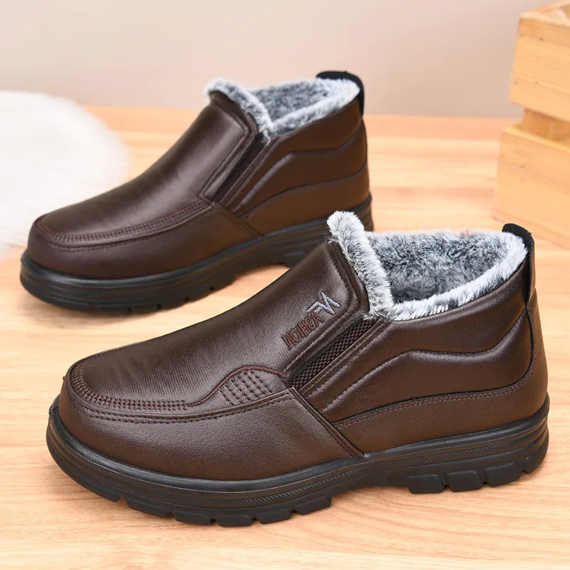 SALE - Herren Winterstiefel aus Leder – Wasserdicht & Rutschfest | Gefütterte Warme Baumwoll-Stiefeletten für Arbeit & Outdoor – Bild 4