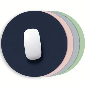 Rundes Einfarbiges Mauspad – Rutschfestes Leder Gaming Mauspad für Laptop und Büro