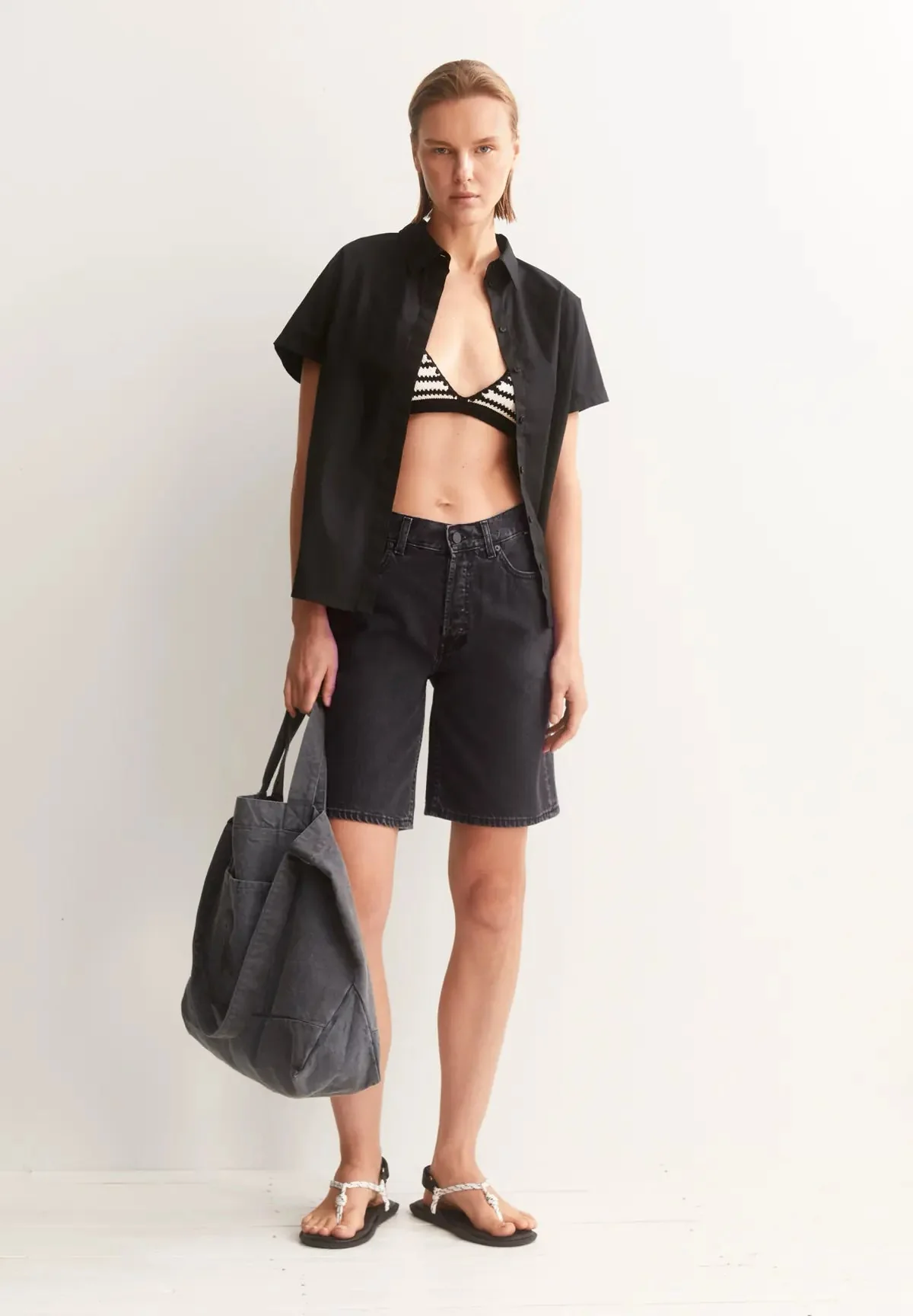 THALINAA Jeans Shorts • ebony black