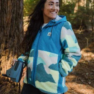 Sefton Deep-Pile Sherpa Fleece mit Reißverschluss - Vista Patchwork Aqua