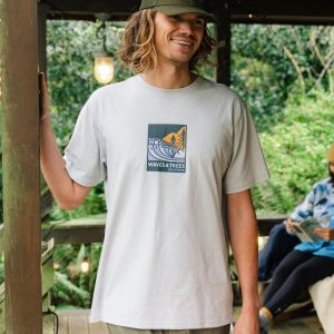 Waves & Trees Bio-Baumwoll-T-Shirt - Grau Blau