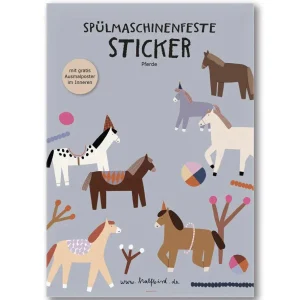 HALFBIRD Spülmaschinenfeste Sticker "Pferde" - 22 Aufkleber für glatte Oberflächen