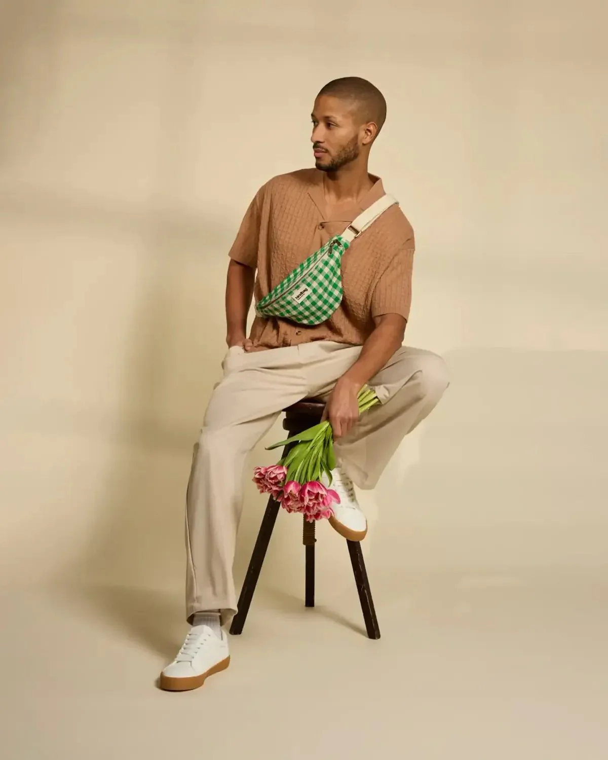 OLIVIA Bauchtasche • Grünes Karomuster